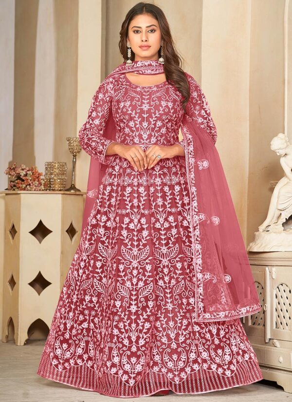 Royal Net Embroidered Anarkali Suit elegant party wear